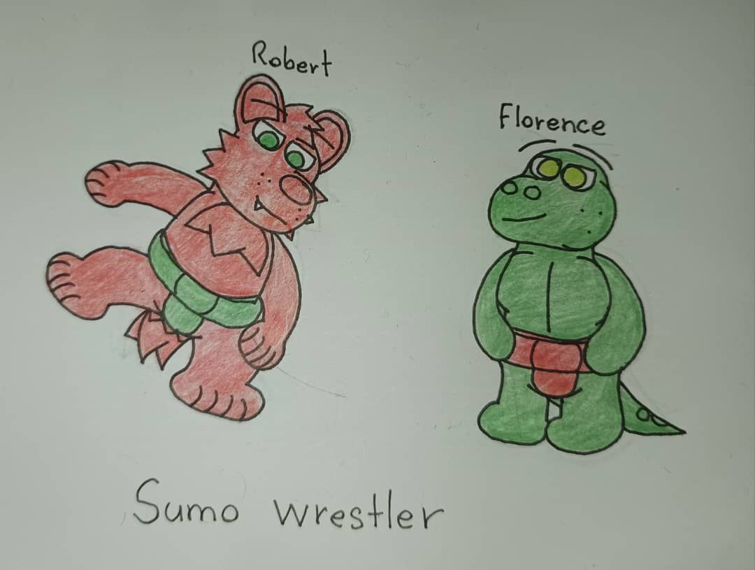 Click to change the View Robert and Florence as Sumo wrestler 1