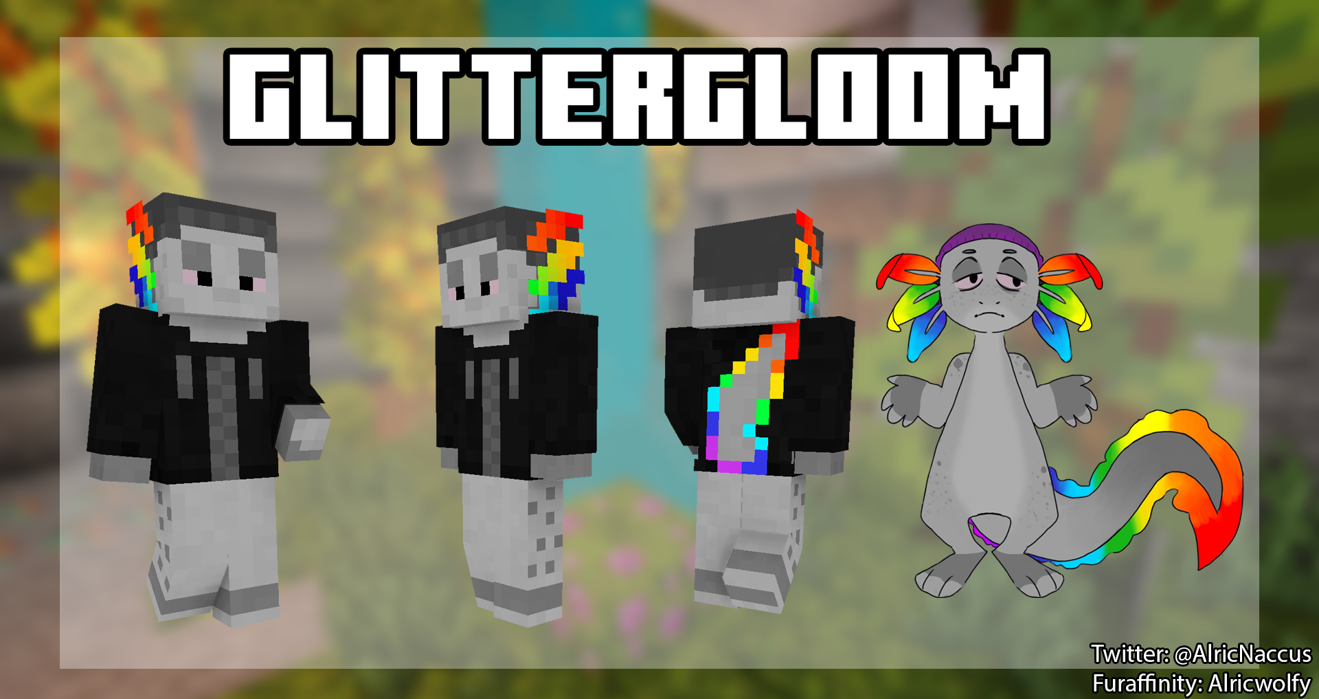 GlitterGloom The Axolotl Finished Minecraft Skin Commission!