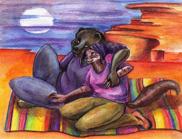 Sabot & Carol watercolor sketch