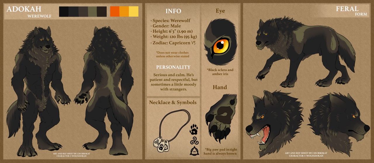 [COMMISSION] Ref Sheet: Adokah Werewolf