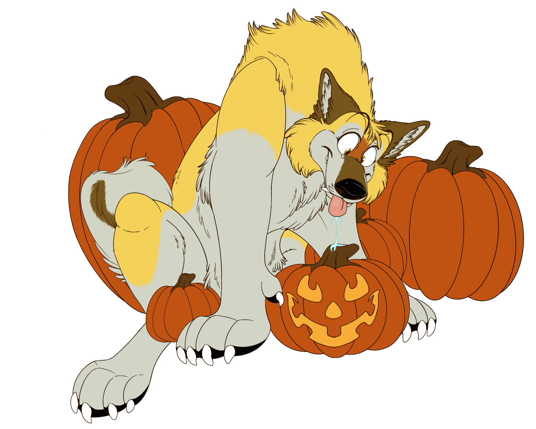 Toony Werewolf Pumpkin Patch YCH 1/2 -HoneyPup-