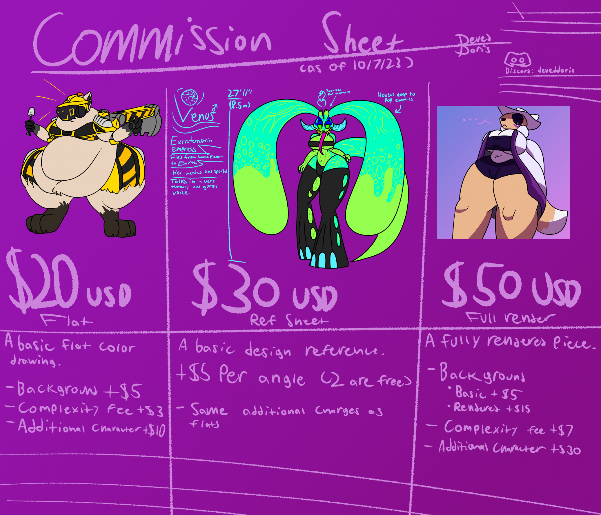 Click to change the View Commissions Open!