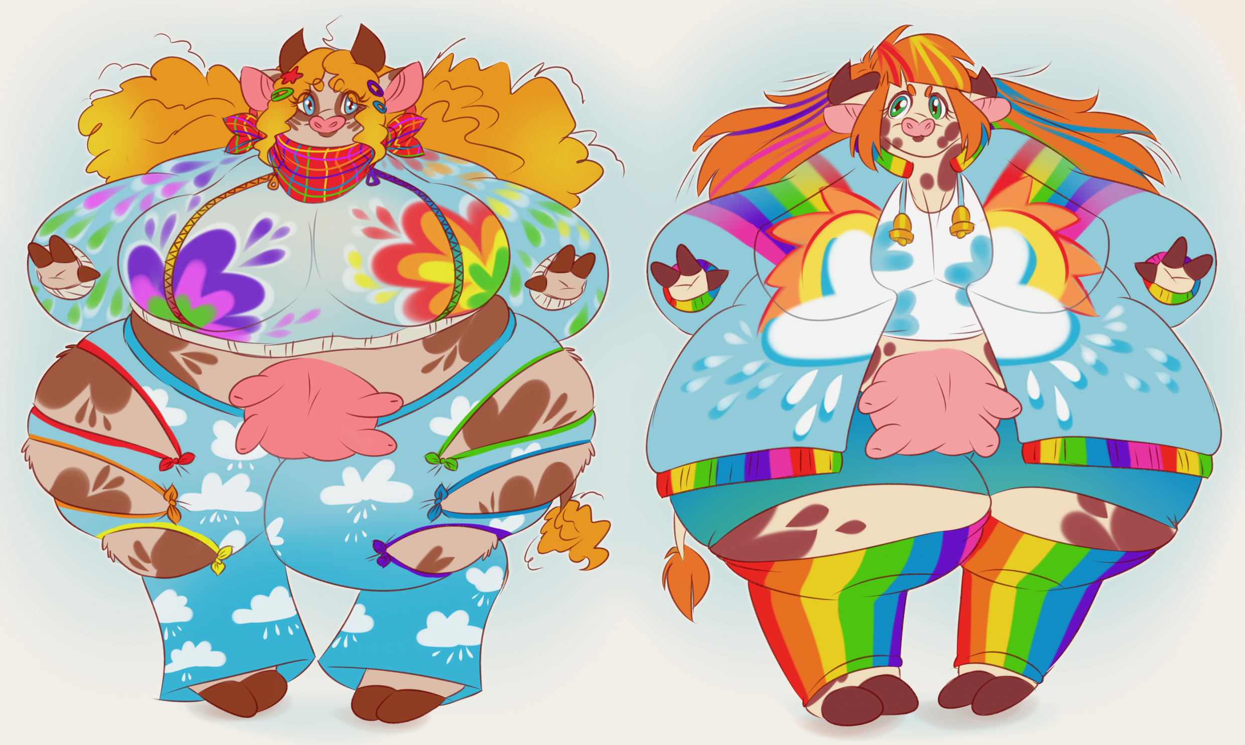 colorful cow girls