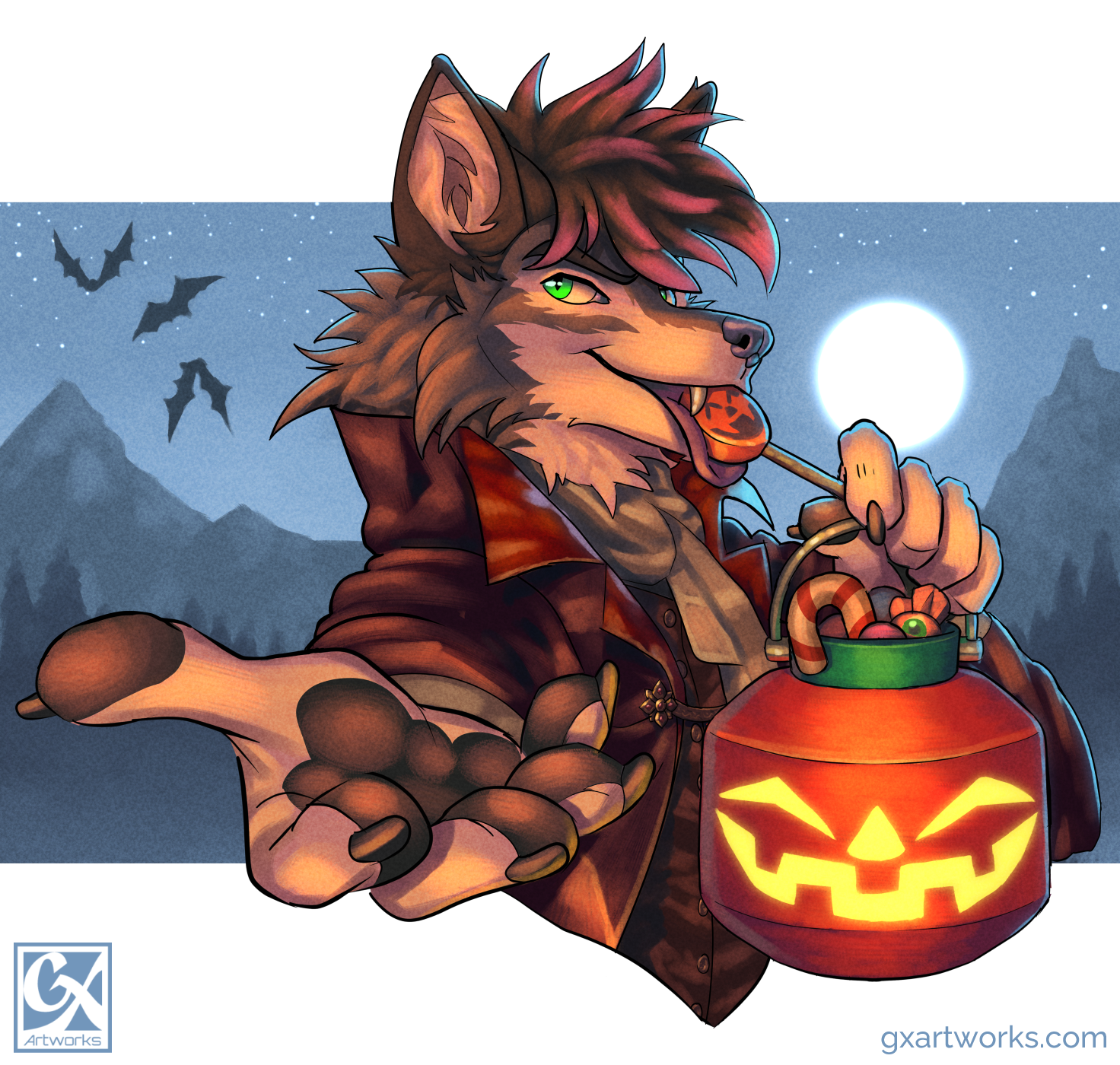 YCH comission "Trick or Treat?" - ScandiWolf