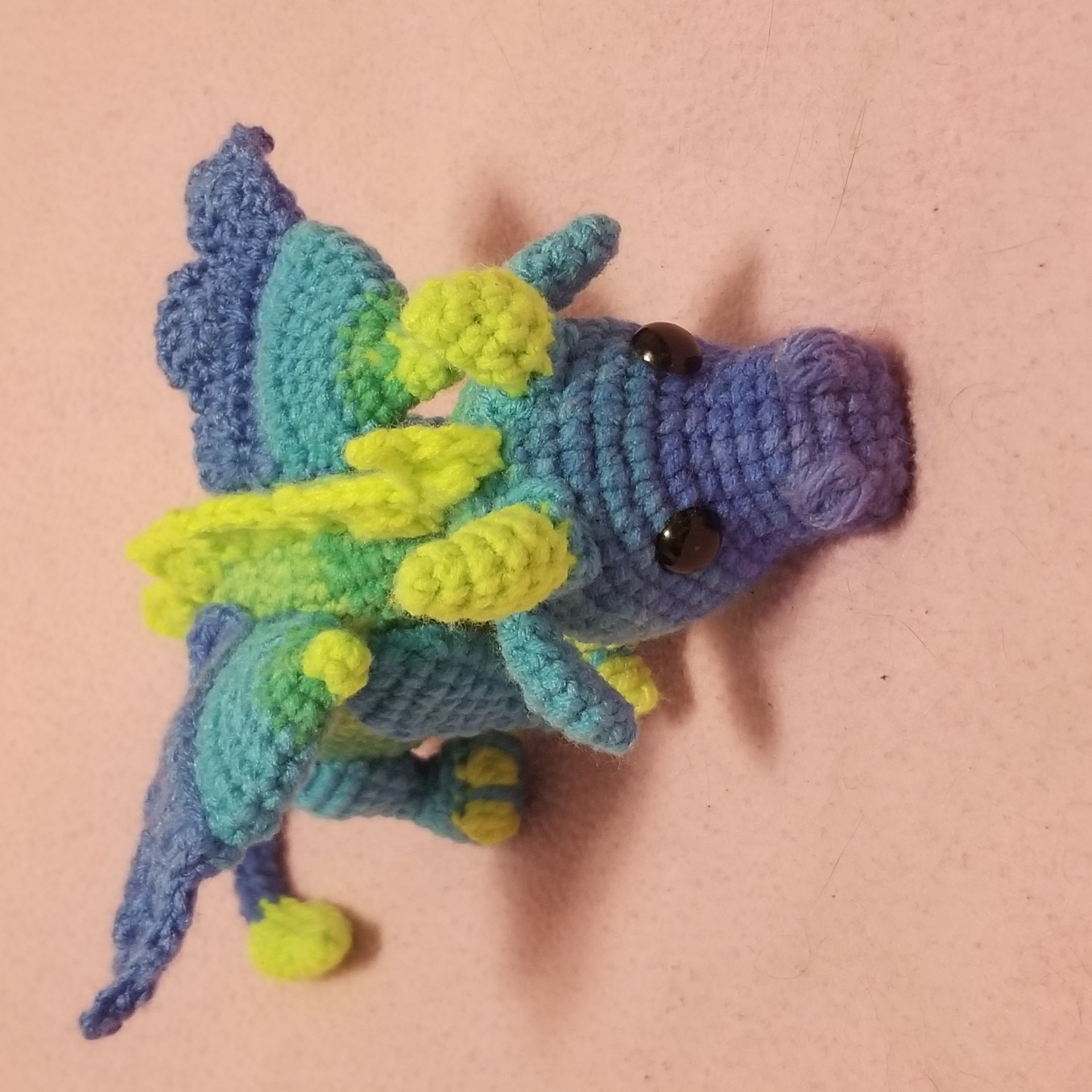 Electric Blue Crochet Dragon