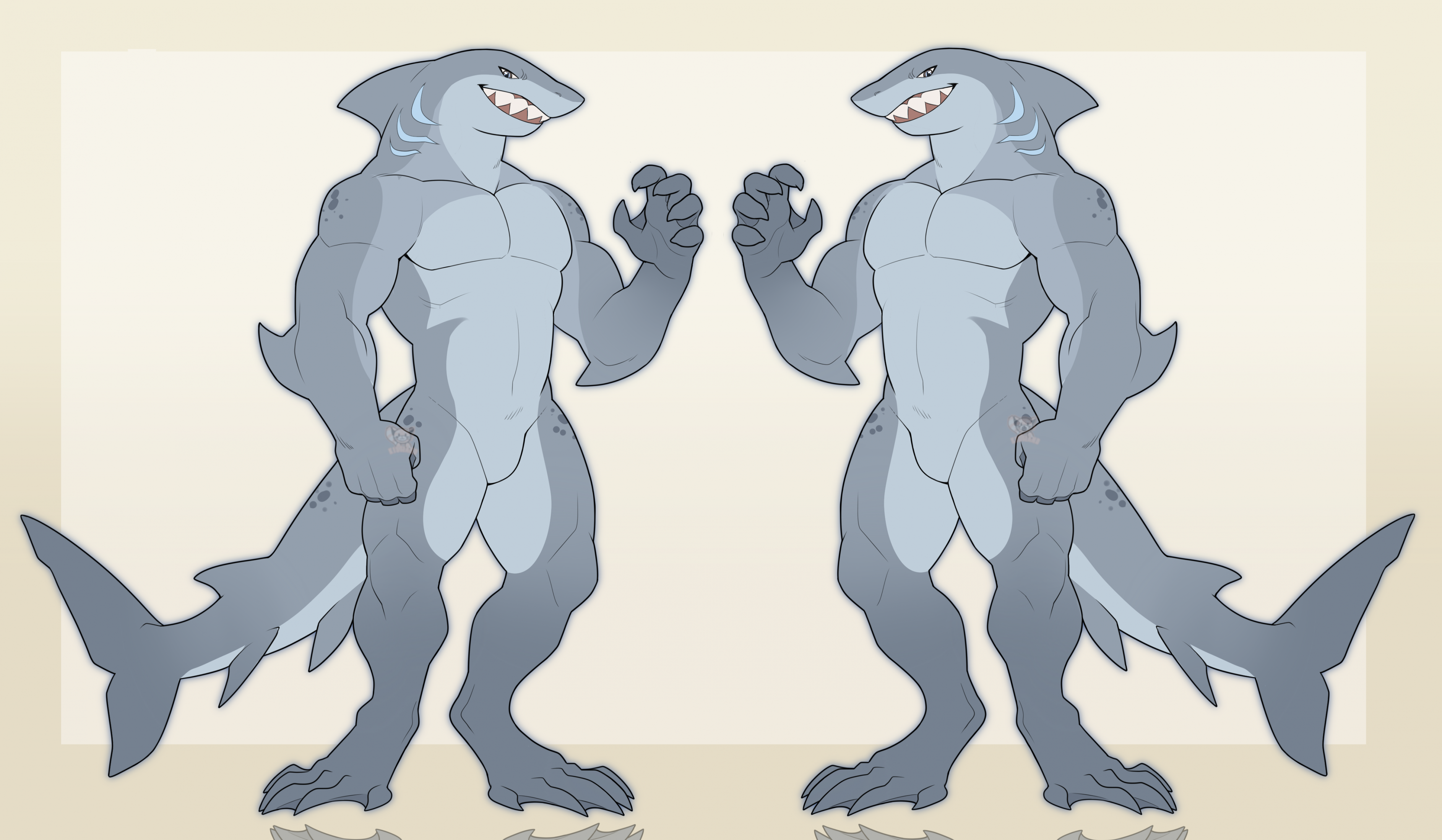 MUTED GREY/BLUE SHARK GUY +OPEN+