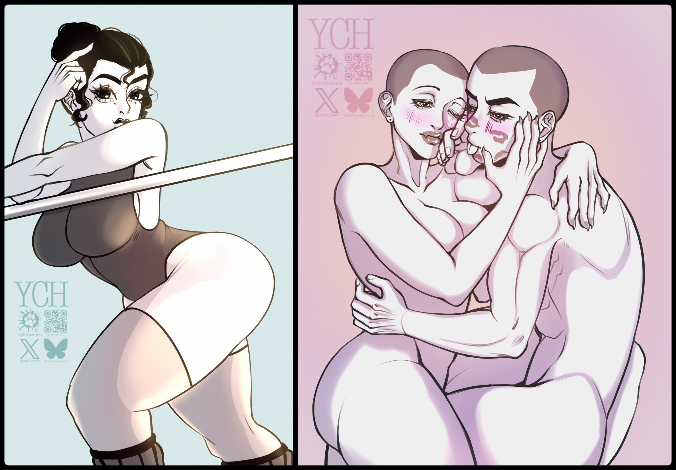 (reminder) YCHs "Stretching" & "Kisses"