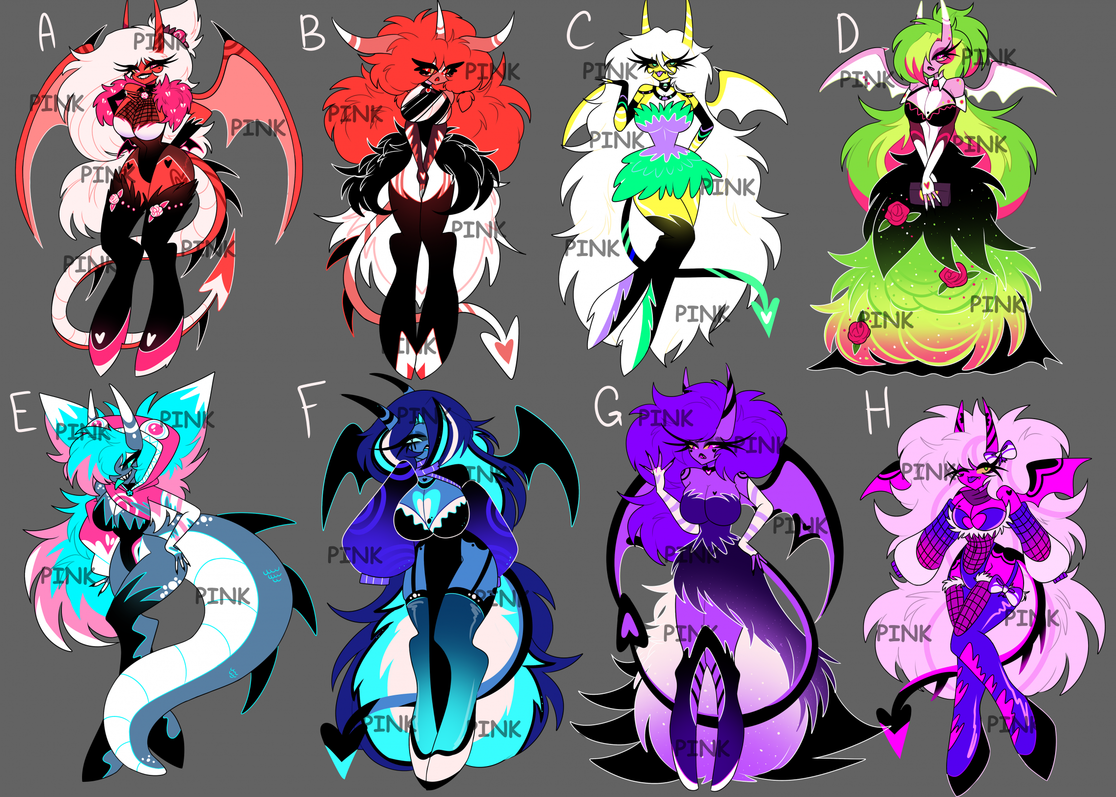 Rainbow Helluva Boss succubus adoptables (OPEN)