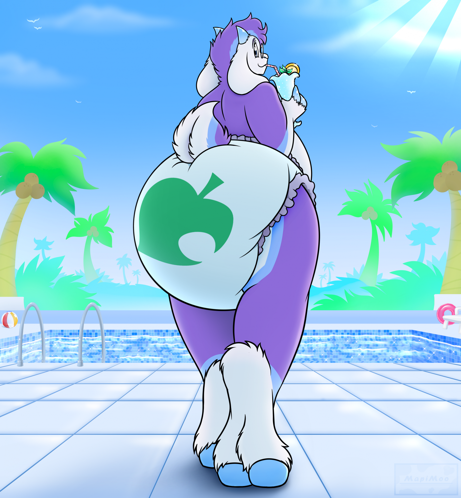 Click to change the View YCH: By the pool for Phi The Goat