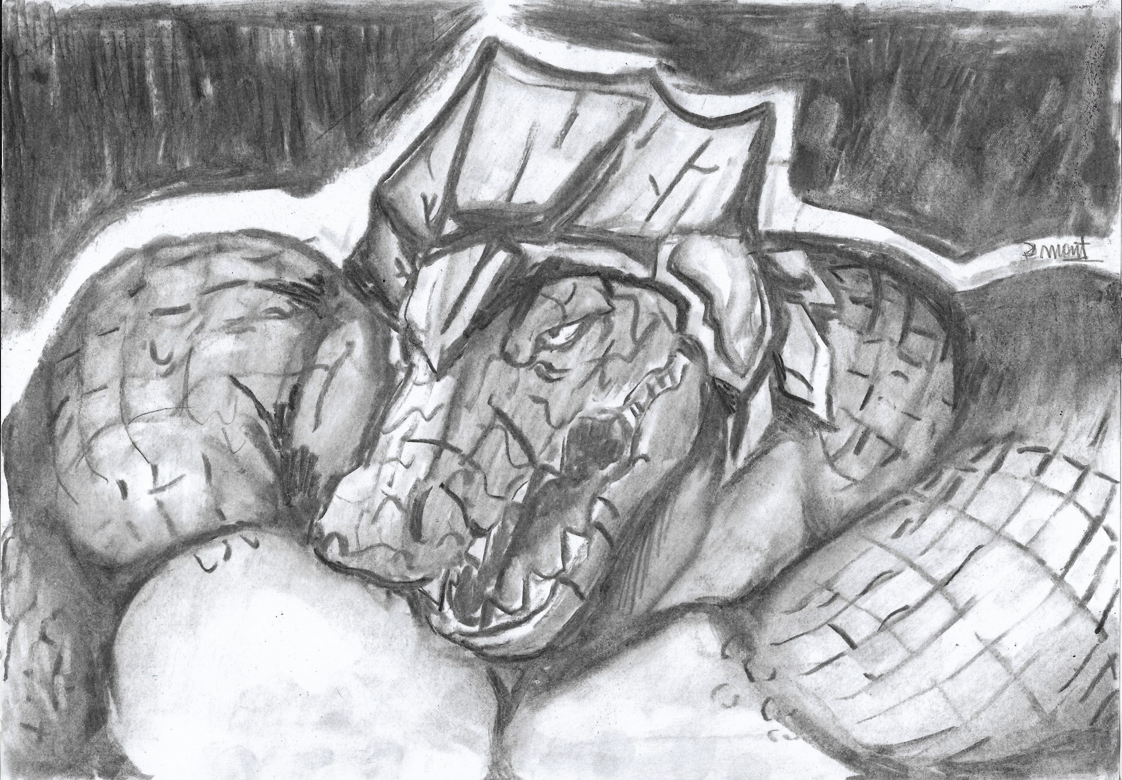 Renekton Charcoal Practice.