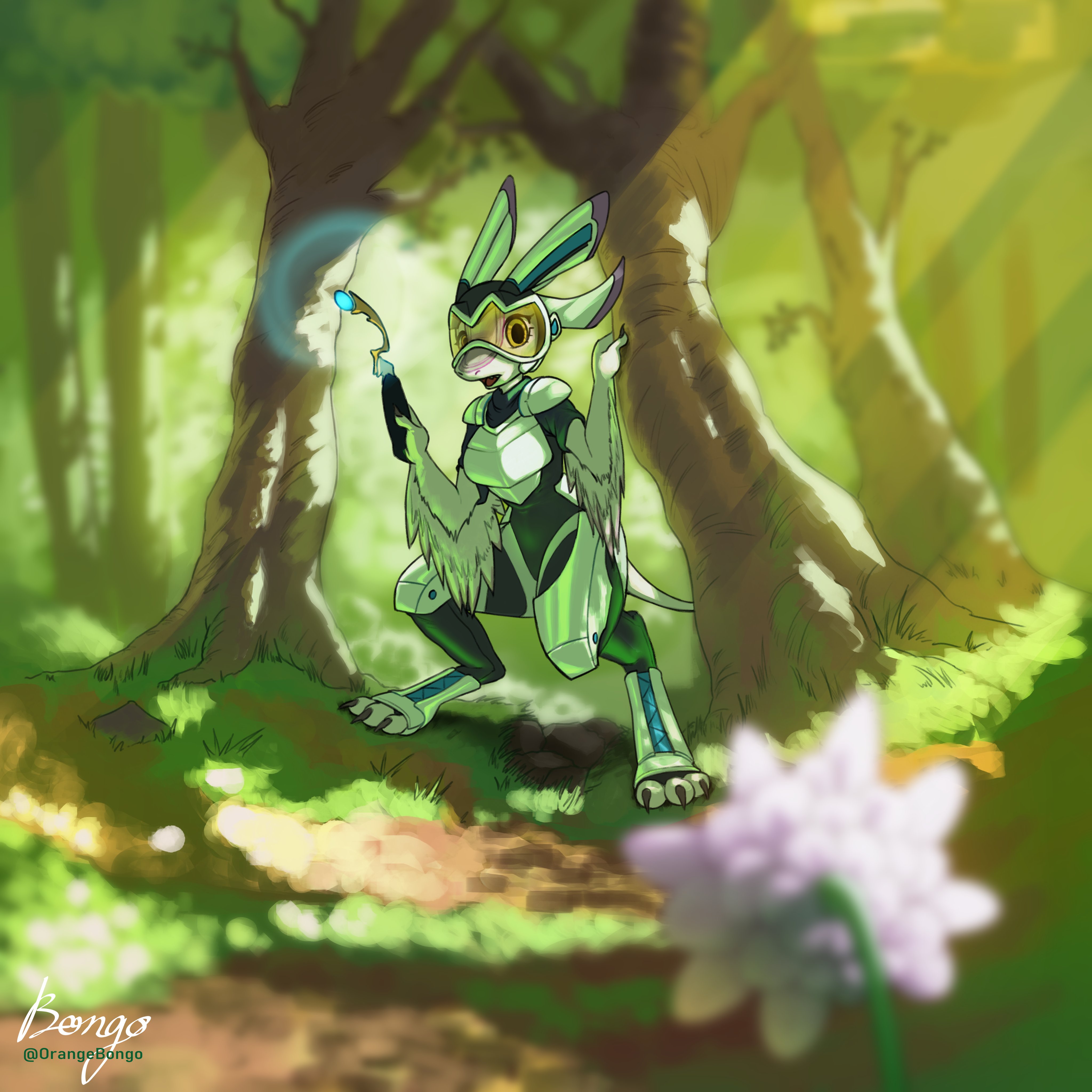 Naaka scans a forest for strange fauna! [Armor]