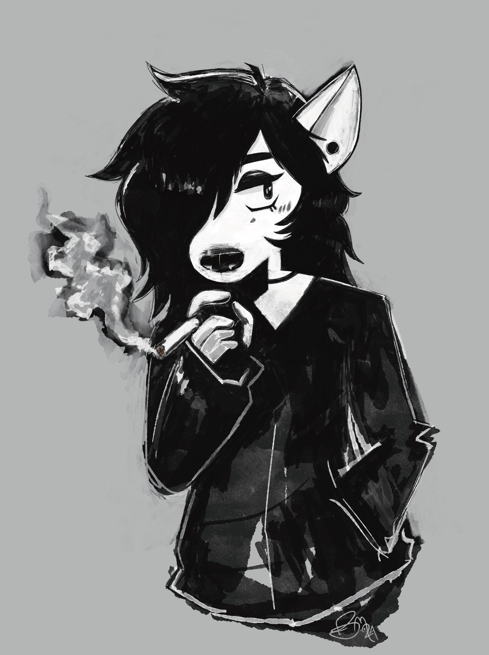 untitled smoking dog