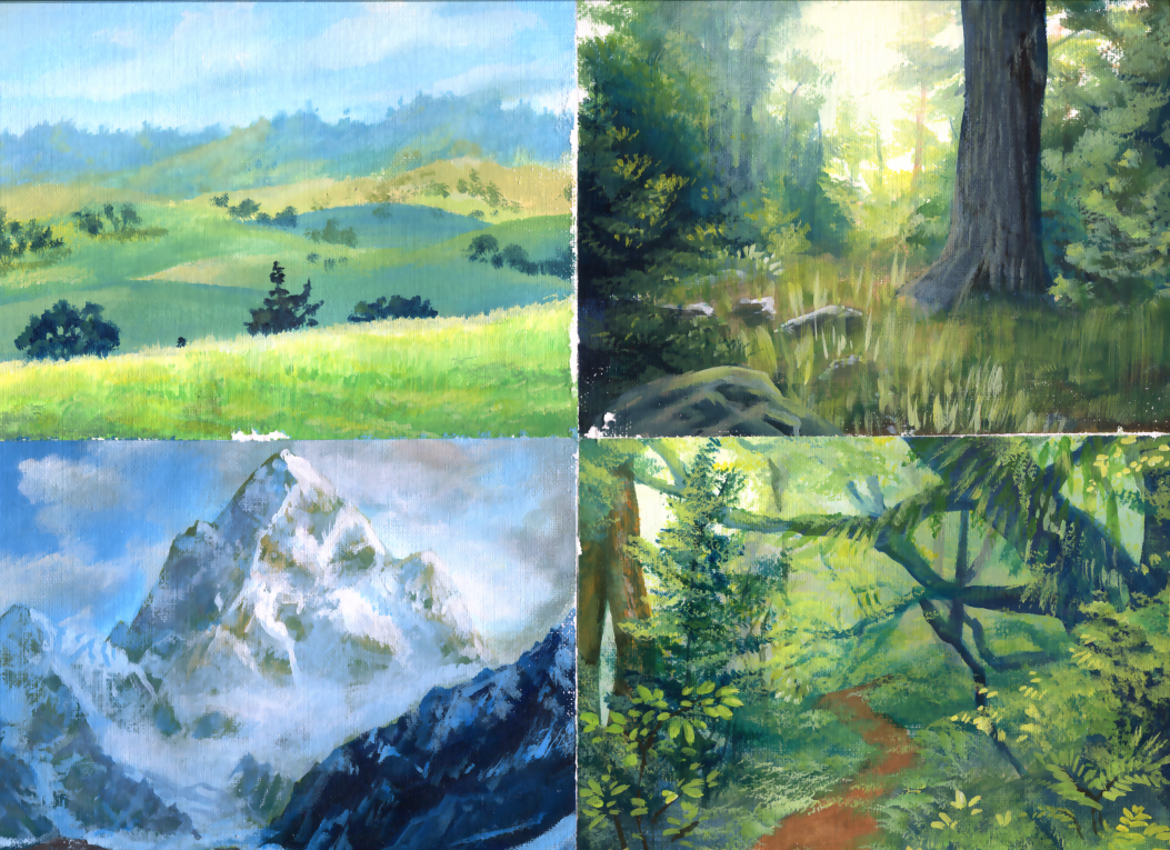 Acrylic landscape doodlery