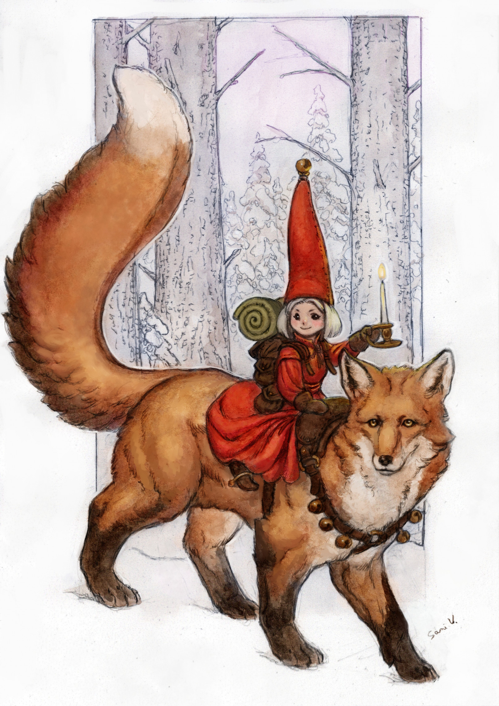 Yule 2024 watercolor and digital