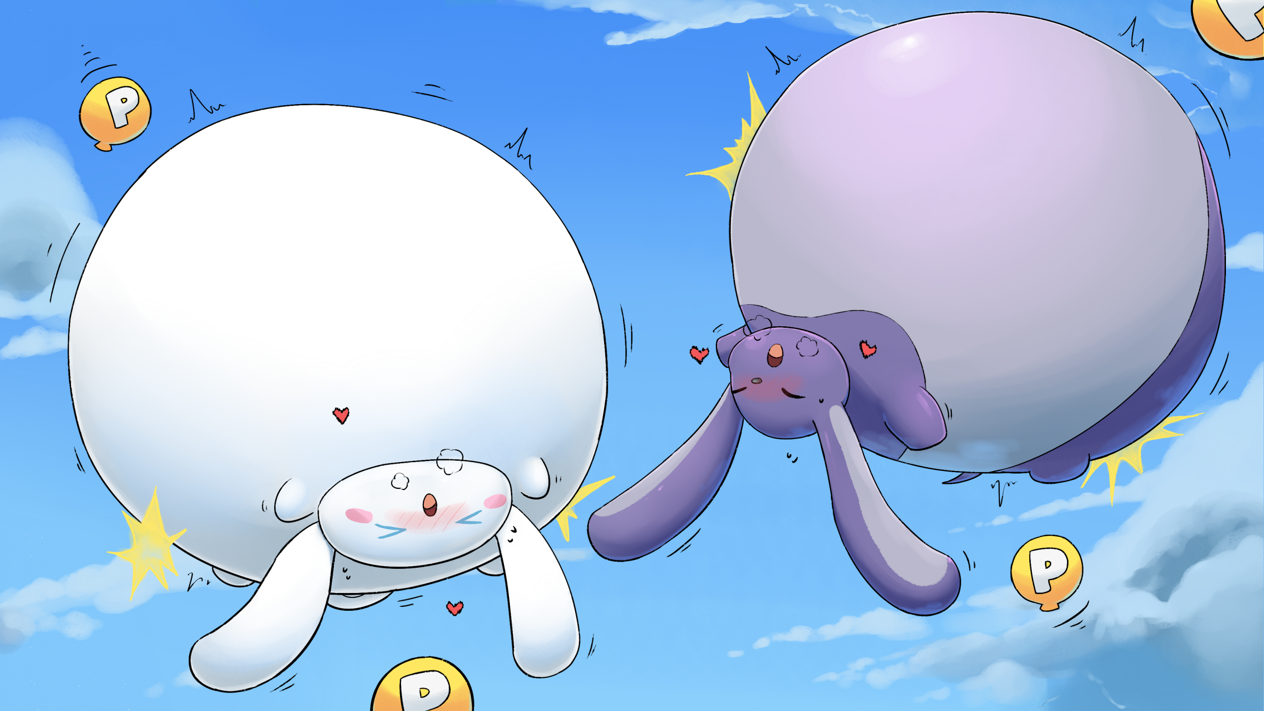 (Commission) Inflated Cinnamoroll and Baku (5/8)