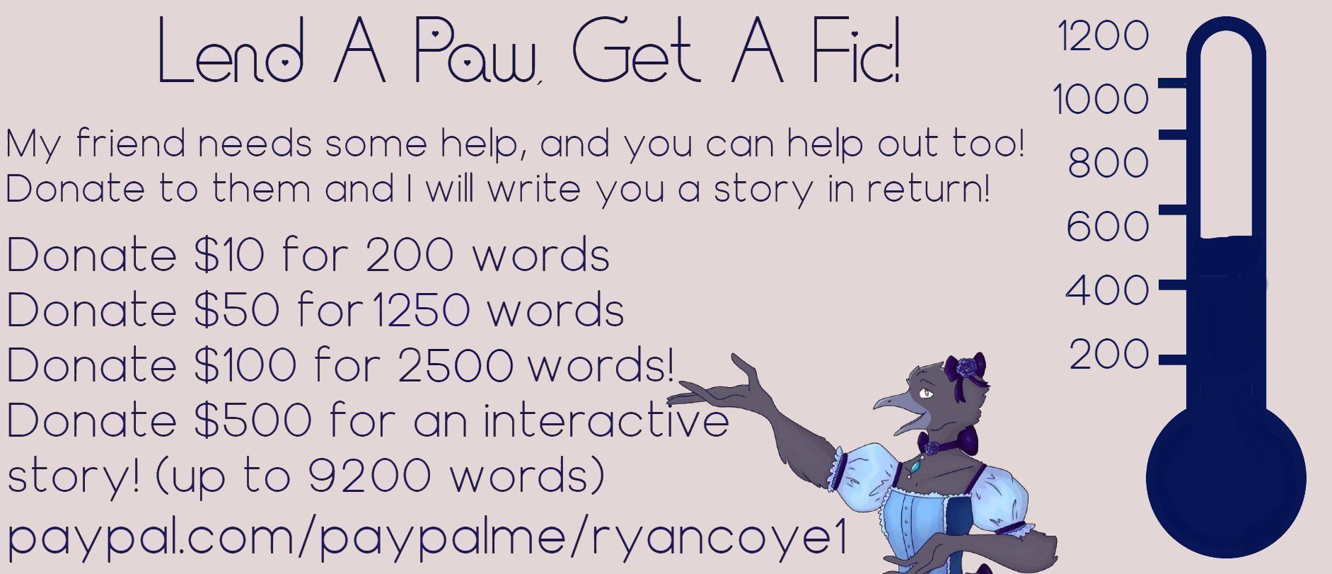 Click to change the View Lend A Paw, Get A Fic! Ends 9/27.