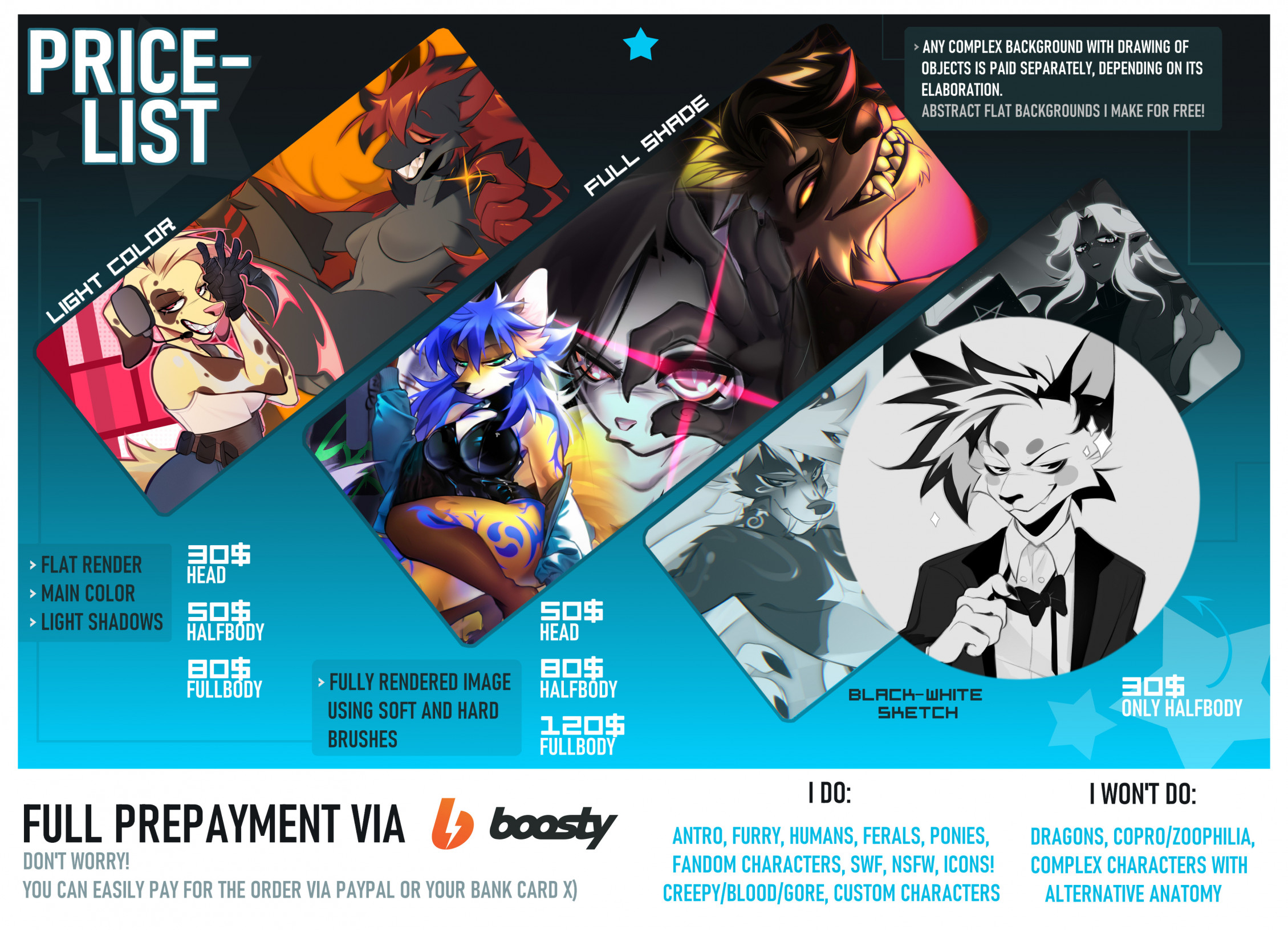 COMMISSION PRICE LIST