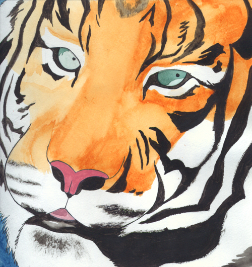 Click to change the View tiger water painting