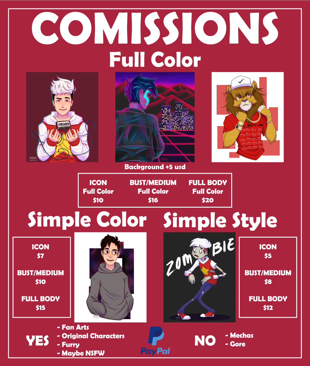 Click to change the View COMMISSIONS OPEN