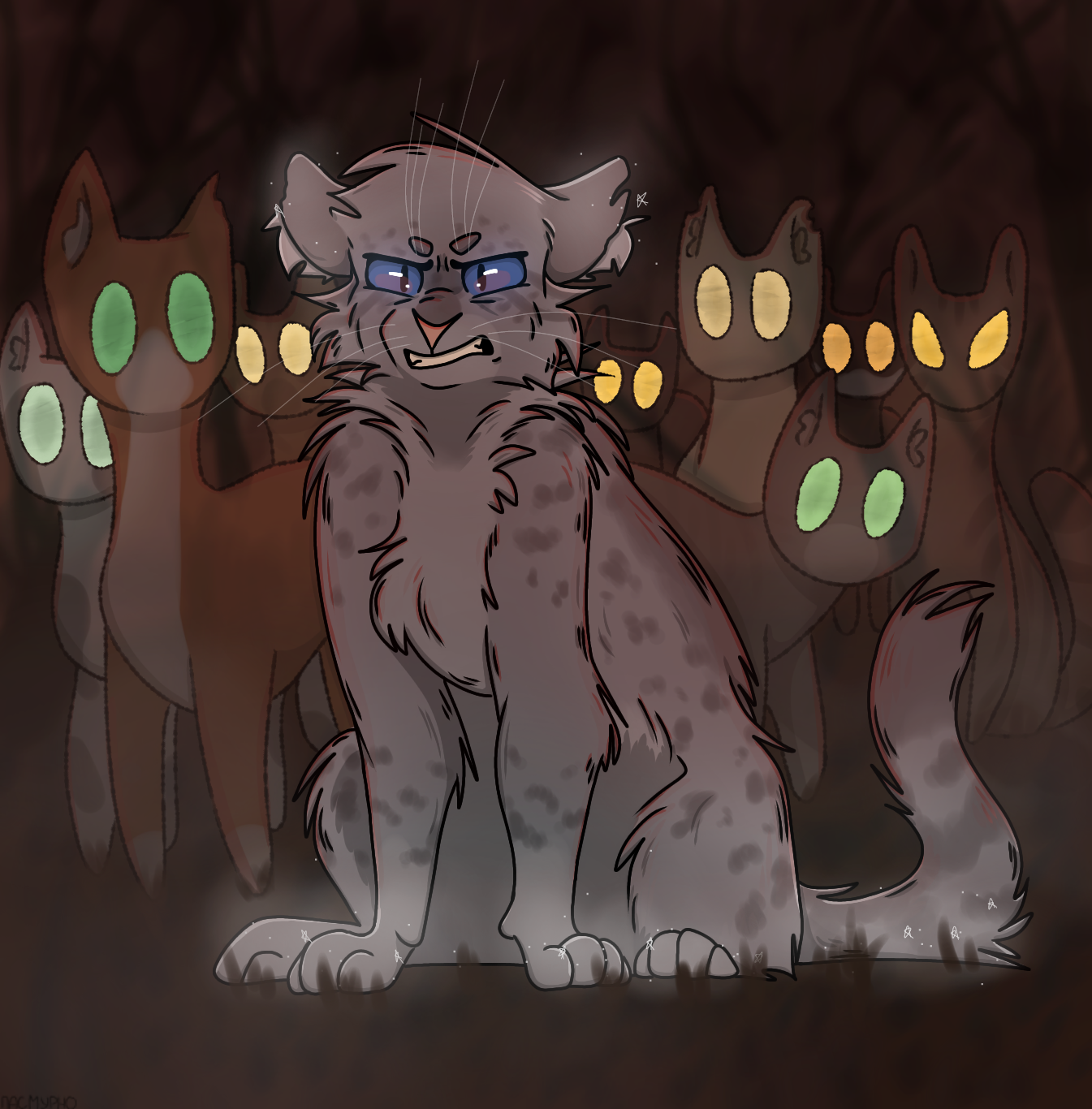 Ashfur from Warrior Cats, a light gray cat with dark, Stable Diffusion