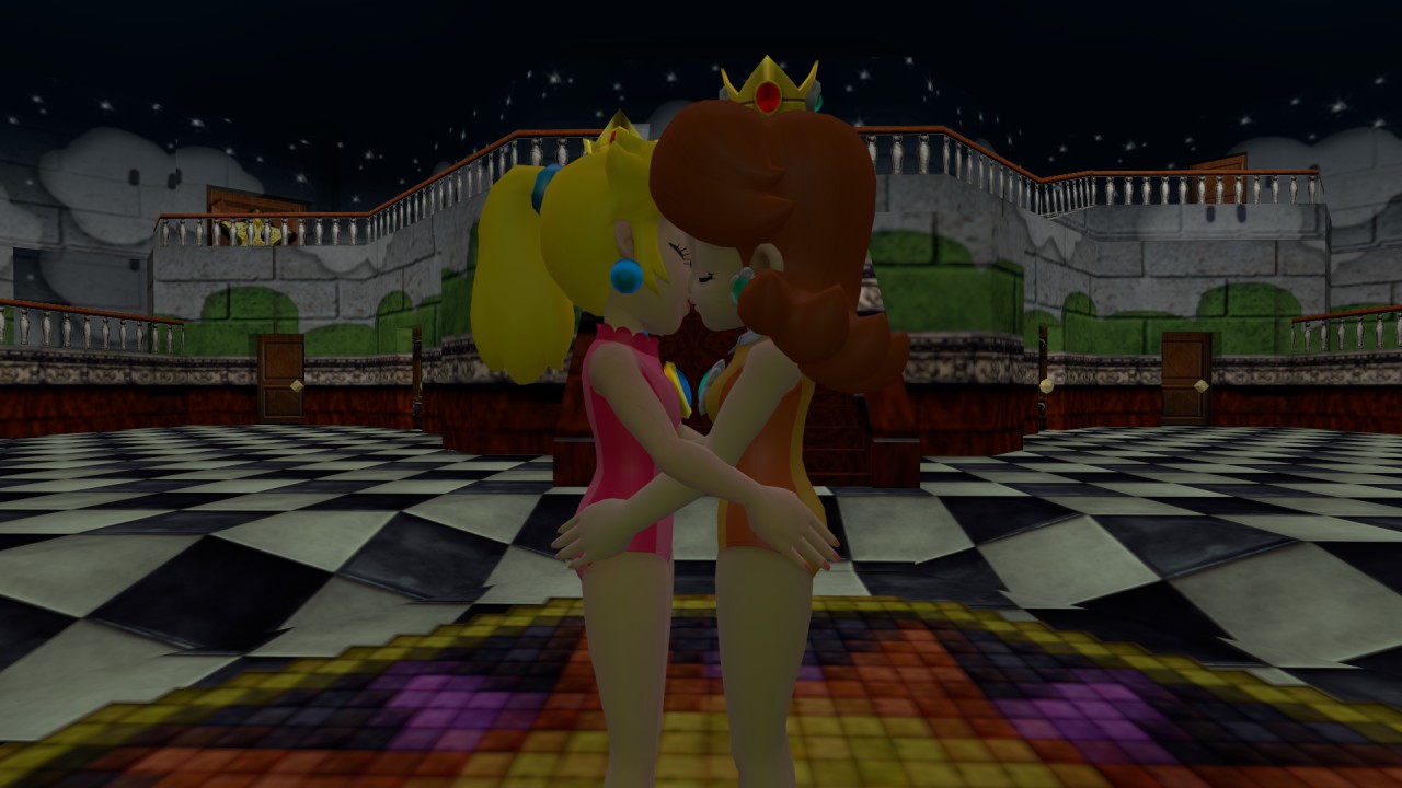 Princess peach and daisy kissing