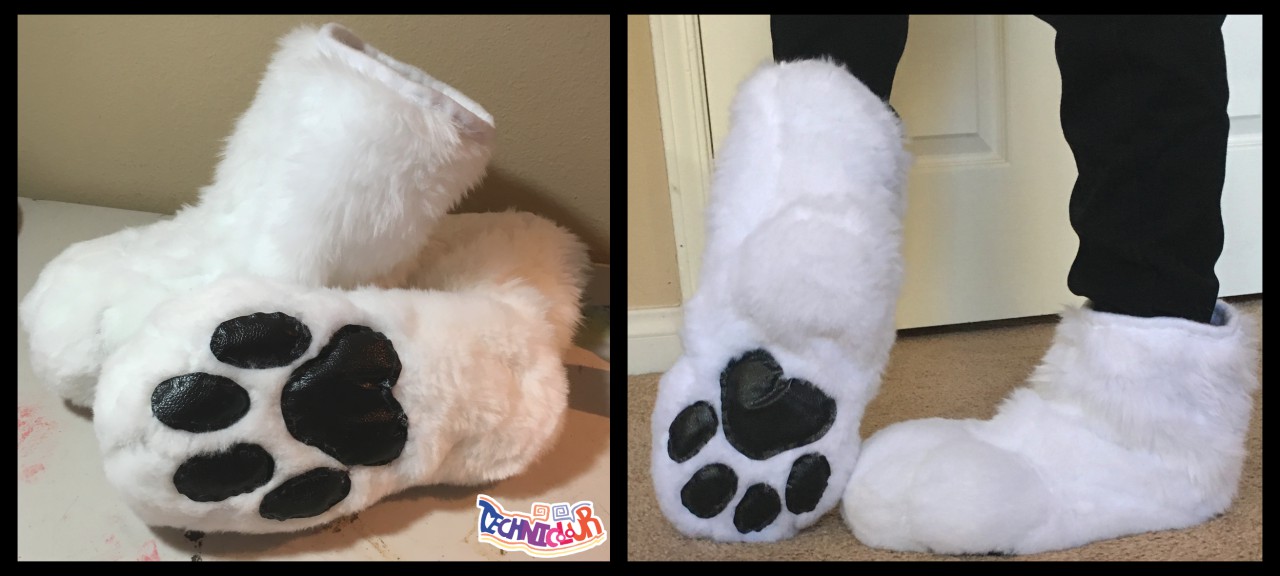 white wolf slippers