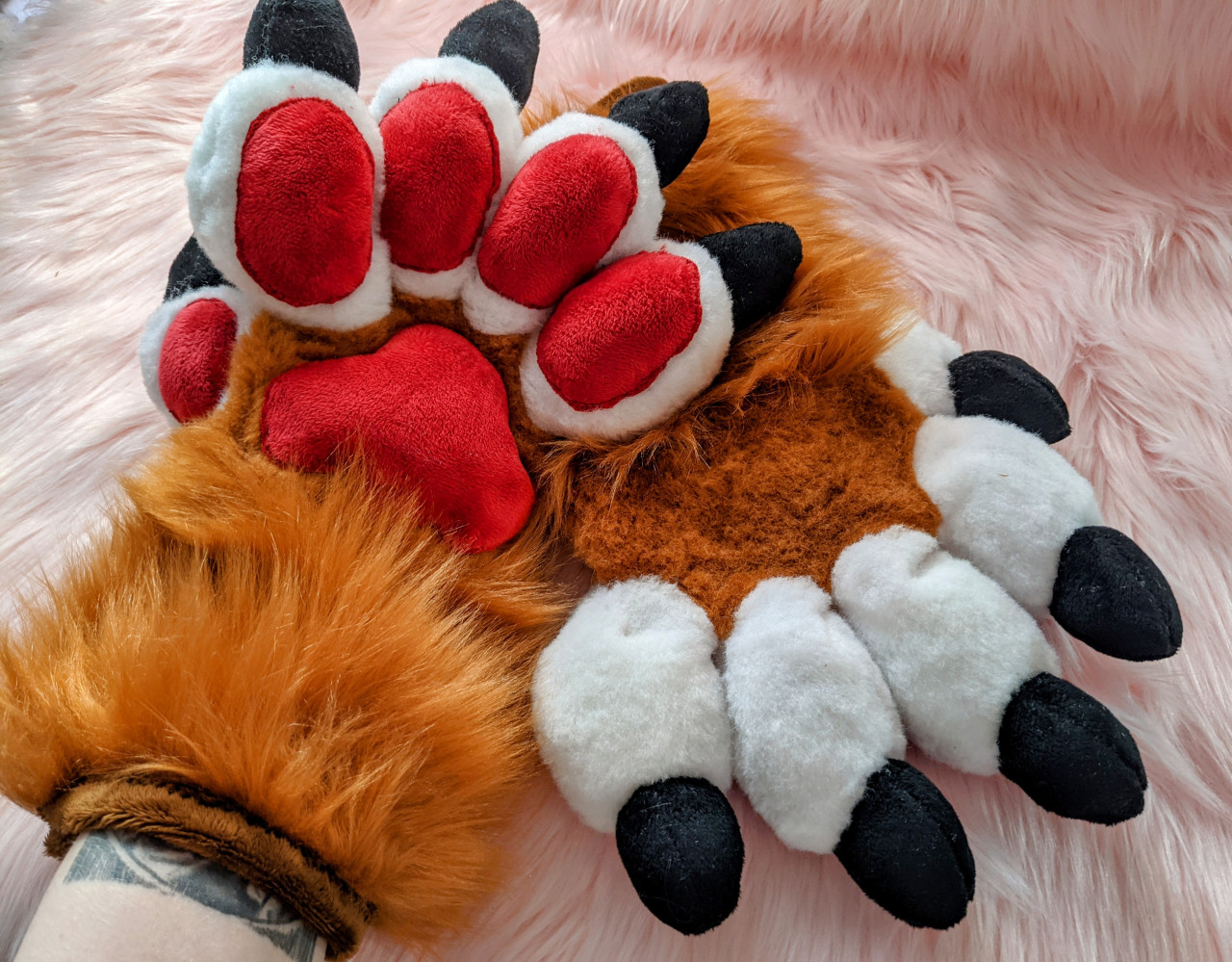 Chestnut sold brown colored fursuit handpaws