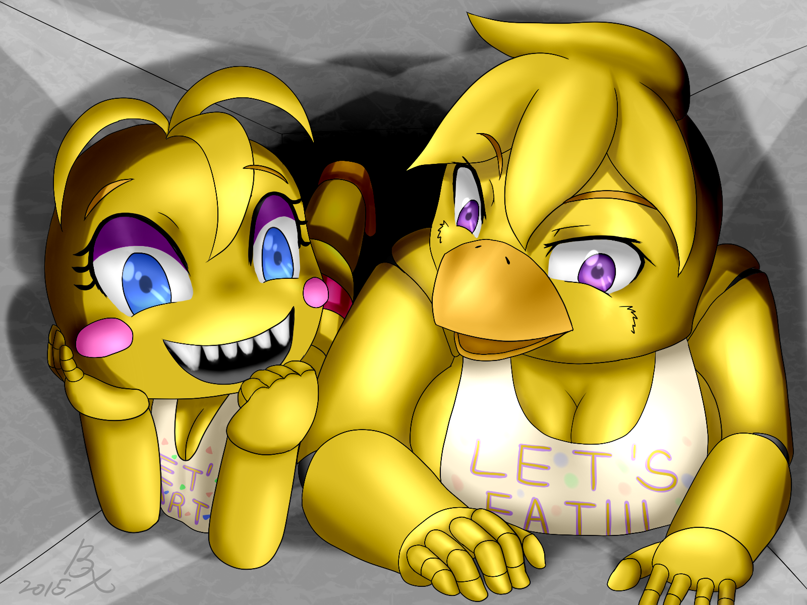 Chica and Toy Chica. 