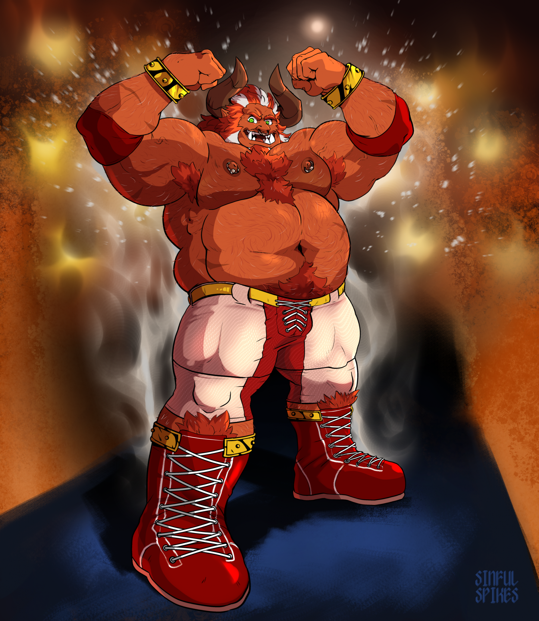 Zangief flexing his muscles in the ring