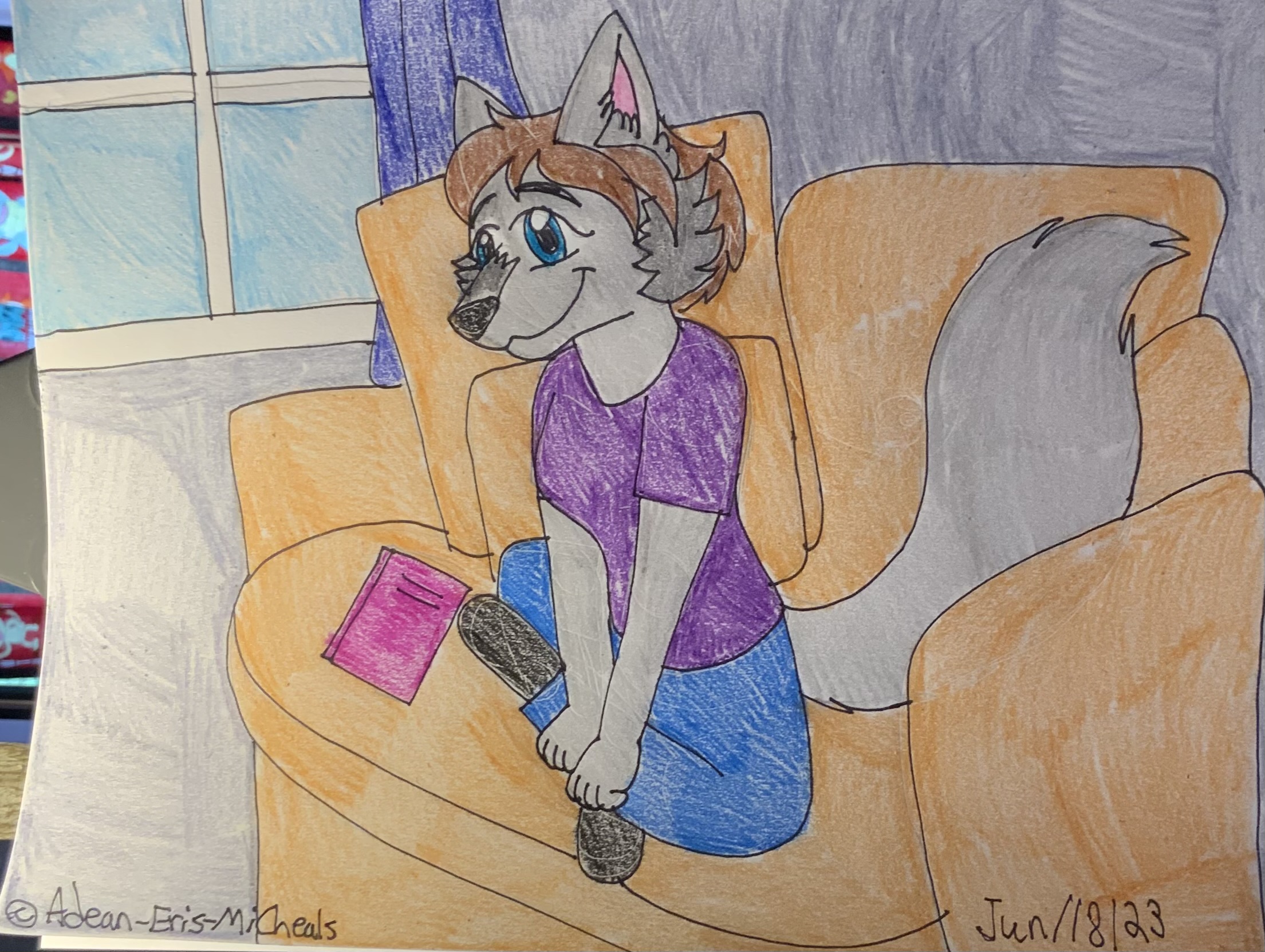 Vaz Summers sitting on her reading chair by Adean-the-Wolf-Dragon -- Fur  Affinity [dot] net