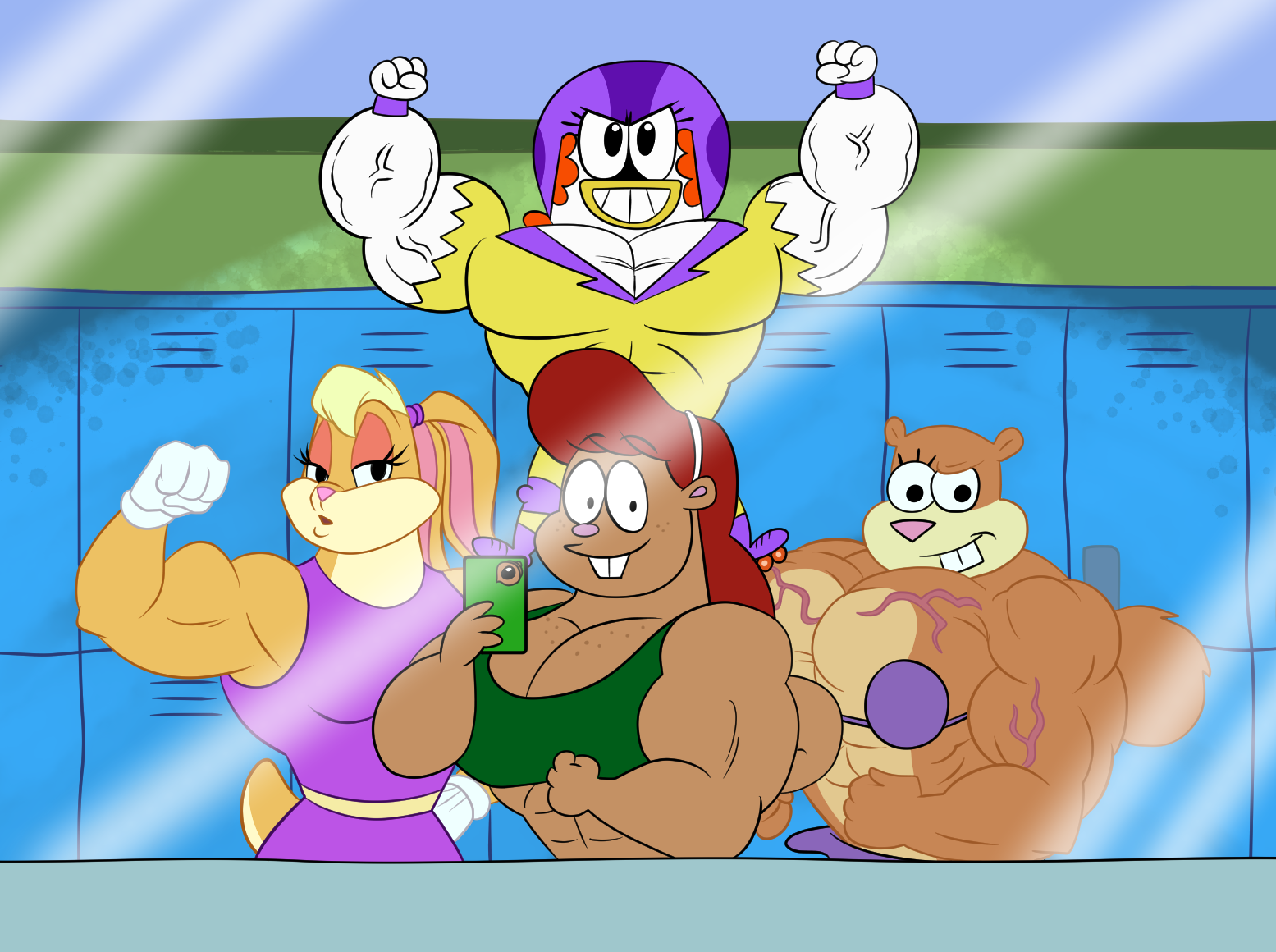 Cartoon Gym Selfie by advanceddefense -- Fur Affinity [dot] net