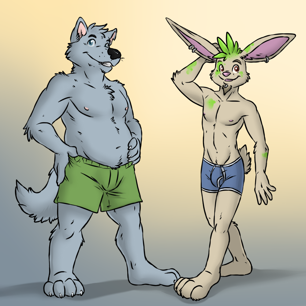 StreamSketch - Rabbit and Wolf Underwear by aggro_badger -- Fur Affinity  [dot] net
