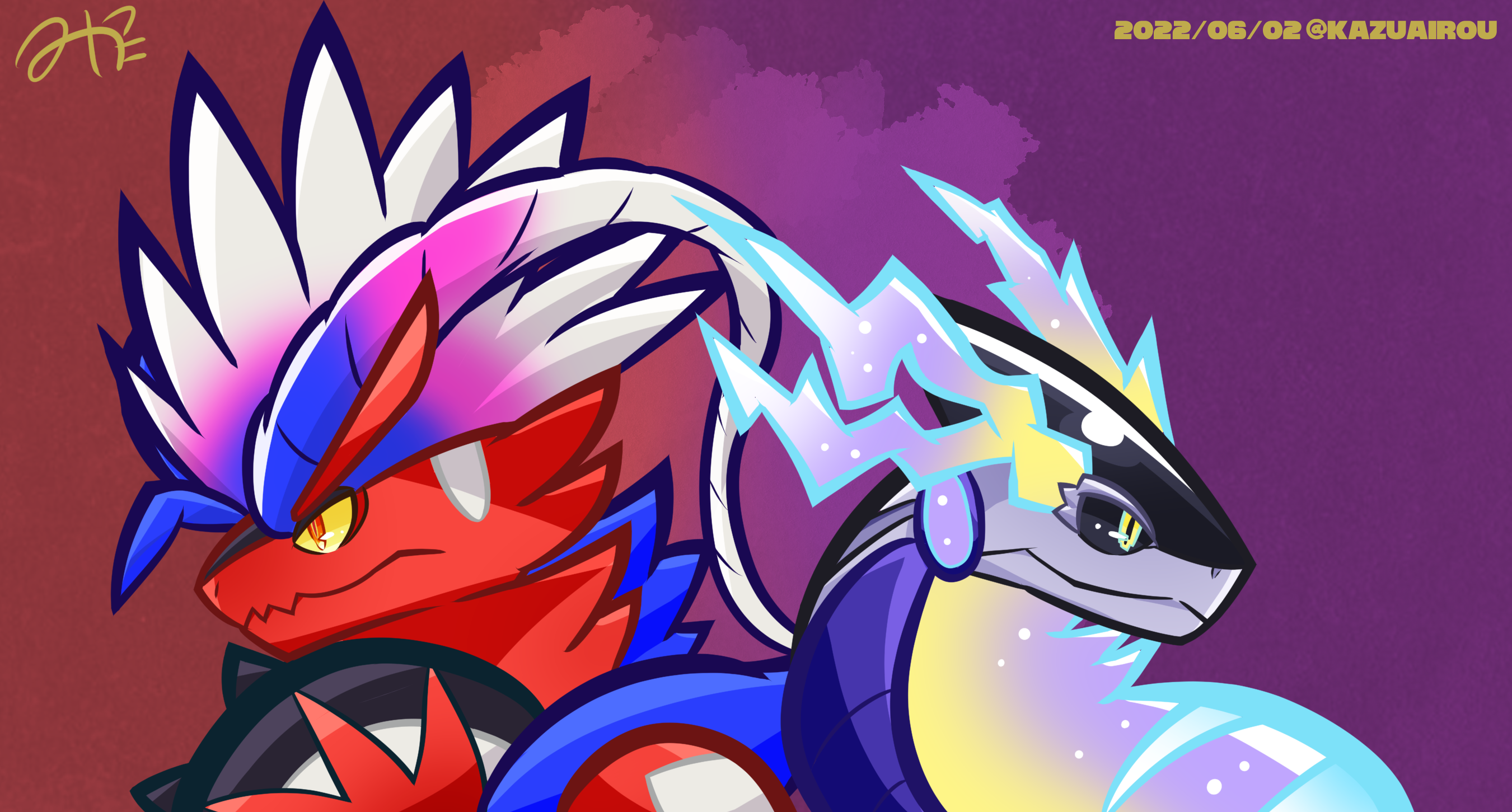 Koraidon, Miraidon and daddy Dialga by elzataerinn -- Fur Affinity