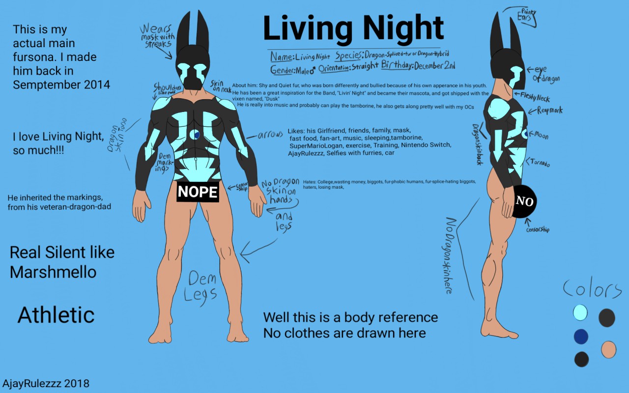 Living Night Official Fursona Refence Sheet