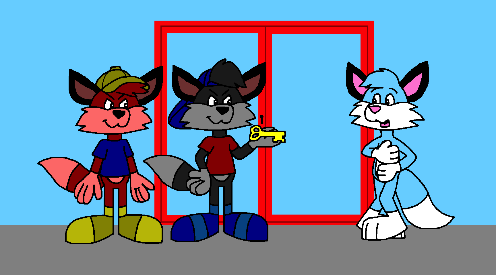 Dexter and Rudy locking Julian out without clothes on by AlexTheFox2002 --  Fur Affinity [dot] net