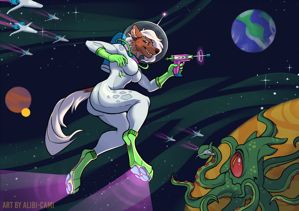 Jouska vs the Tentacle monster from space! by Alibi-Cami -- Fur Affinity  [dot] net