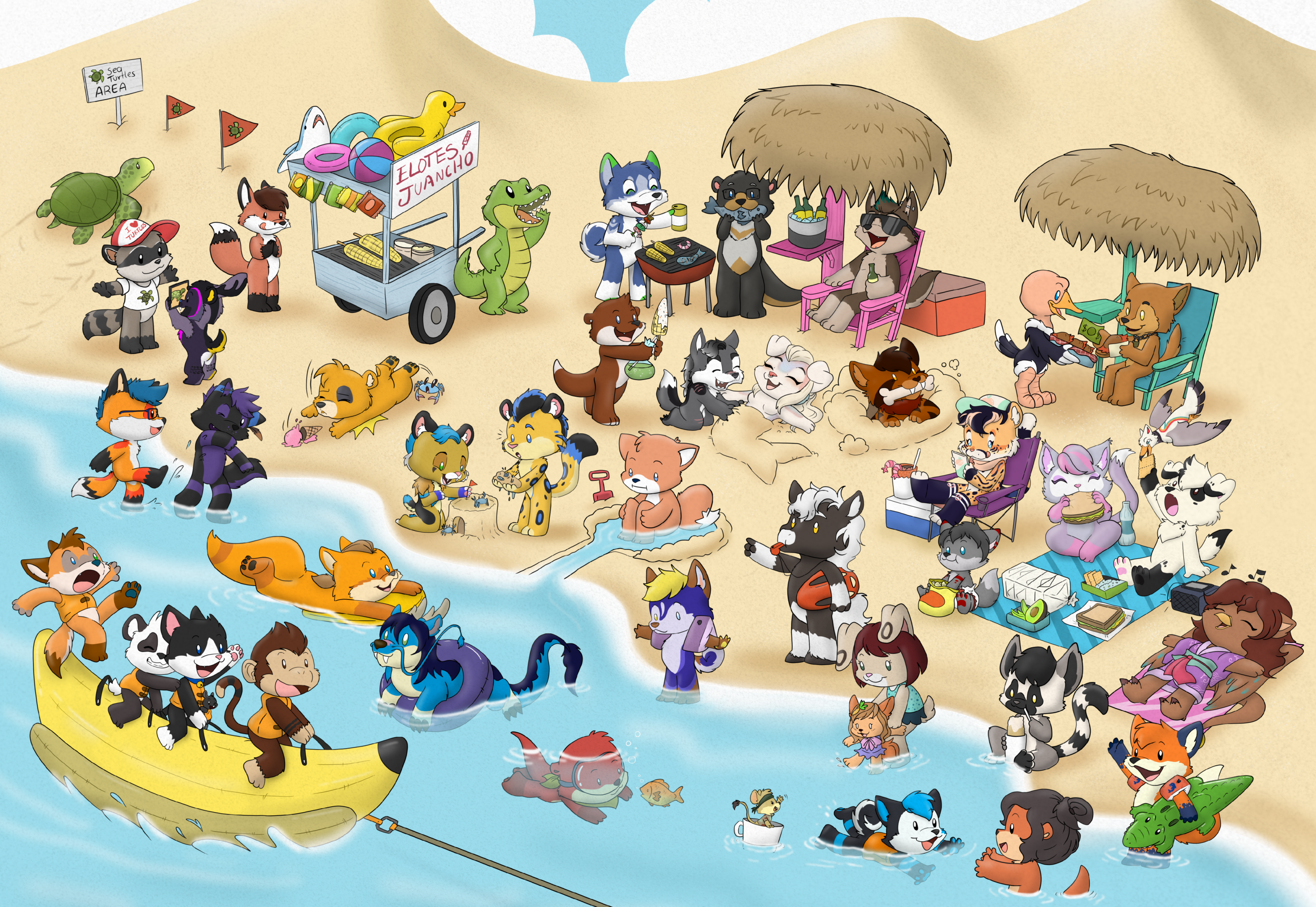 Furry beach party