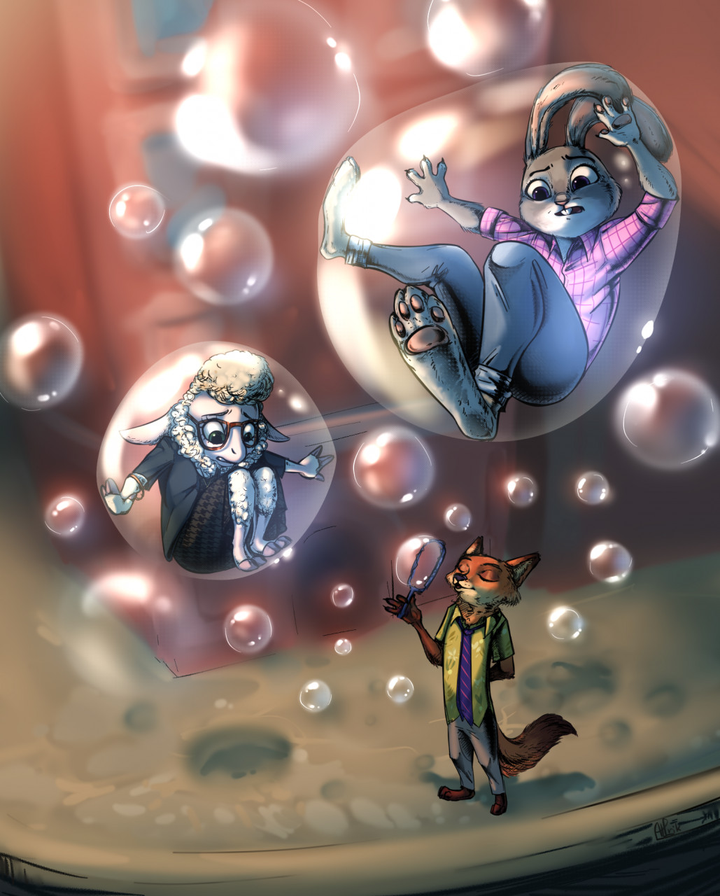 Zootopia. Nick, Judy, Bellwether and bubbles! by alp_Rik -- Fur Affinity  [dot] net