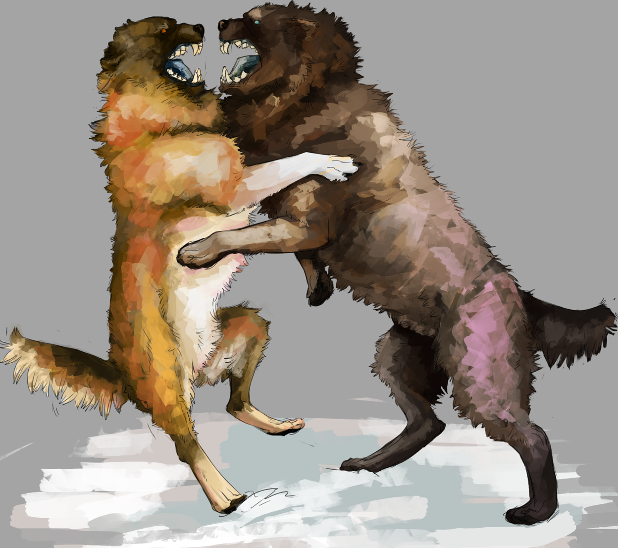 i like drawing animals fighting by Amnesolax -- Fur Affinity [dot] net