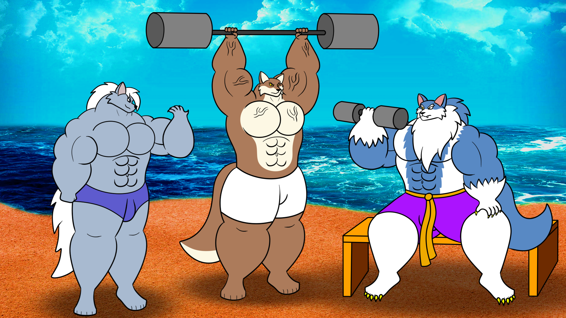 Sexy Guys on the beach! (Remastered) by Andrew_Wolf -- Fur Affinity [dot]  net