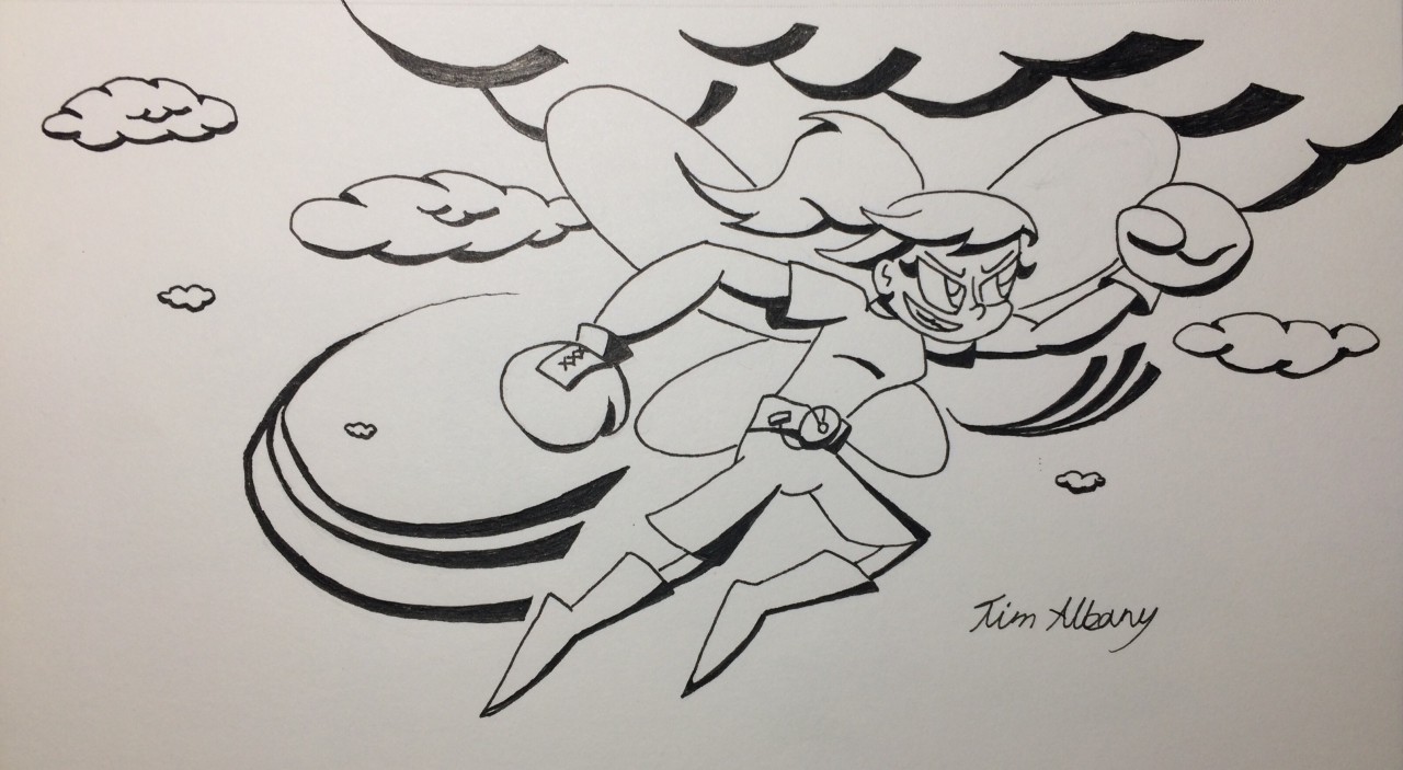 Punching Judy soaring through the air(Inktober #1) by AnimationAsylum --  Fur Affinity [dot] net