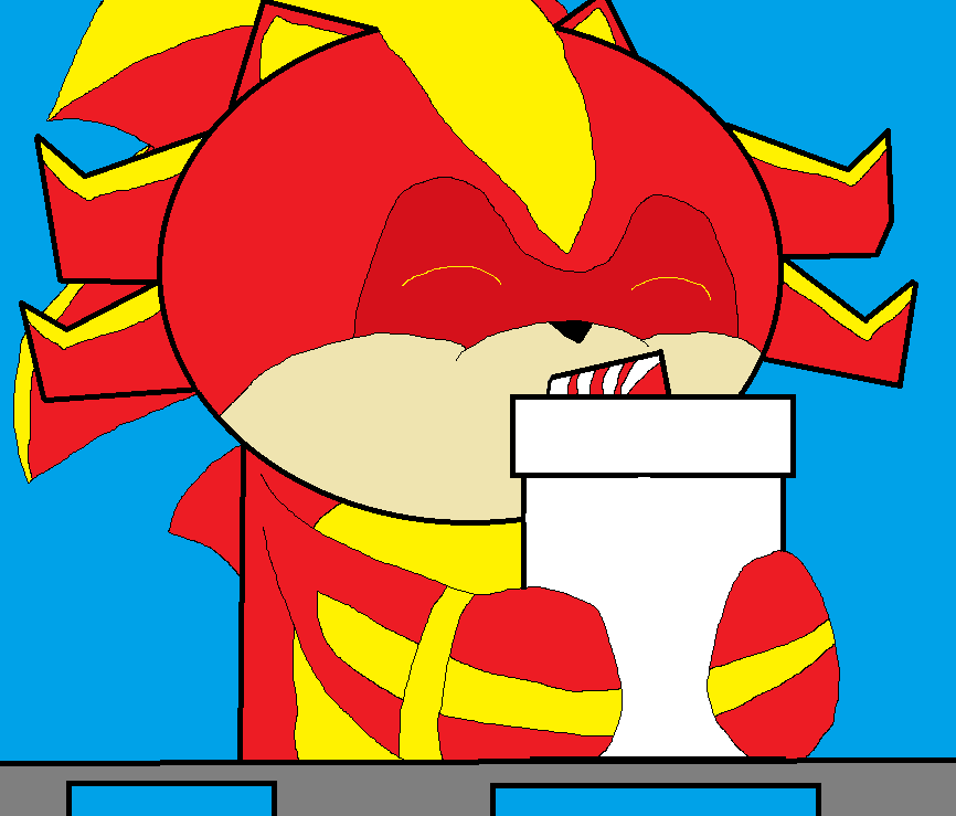 giant Fireball drinking soda