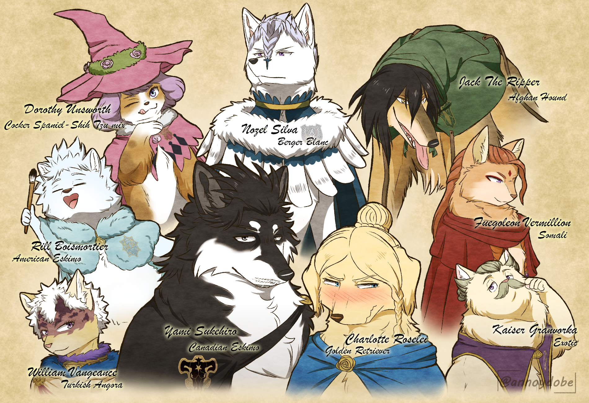 Black Clover Captains (as ferals) by Annoydobe -- Fur Affinity [dot] net