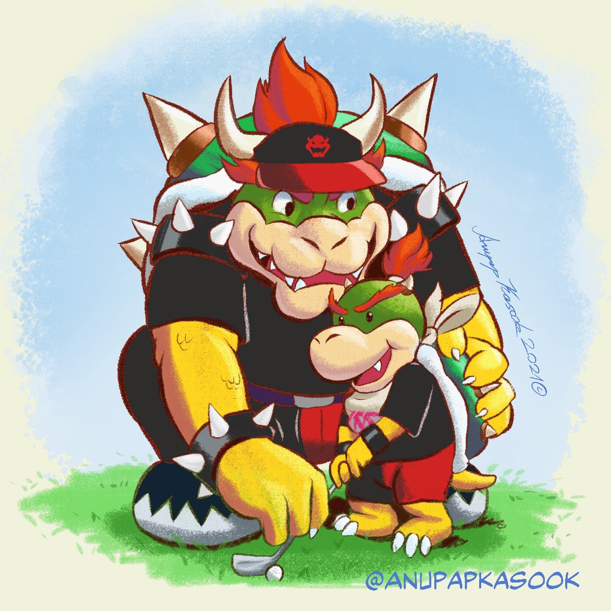 Bowser and bowser jr fanart