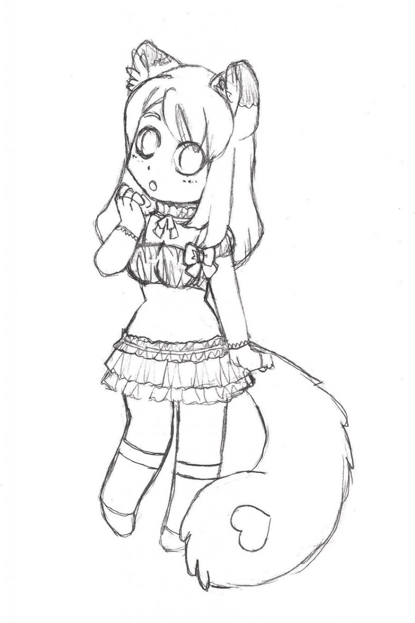 chibi wolf girl coloring pages
