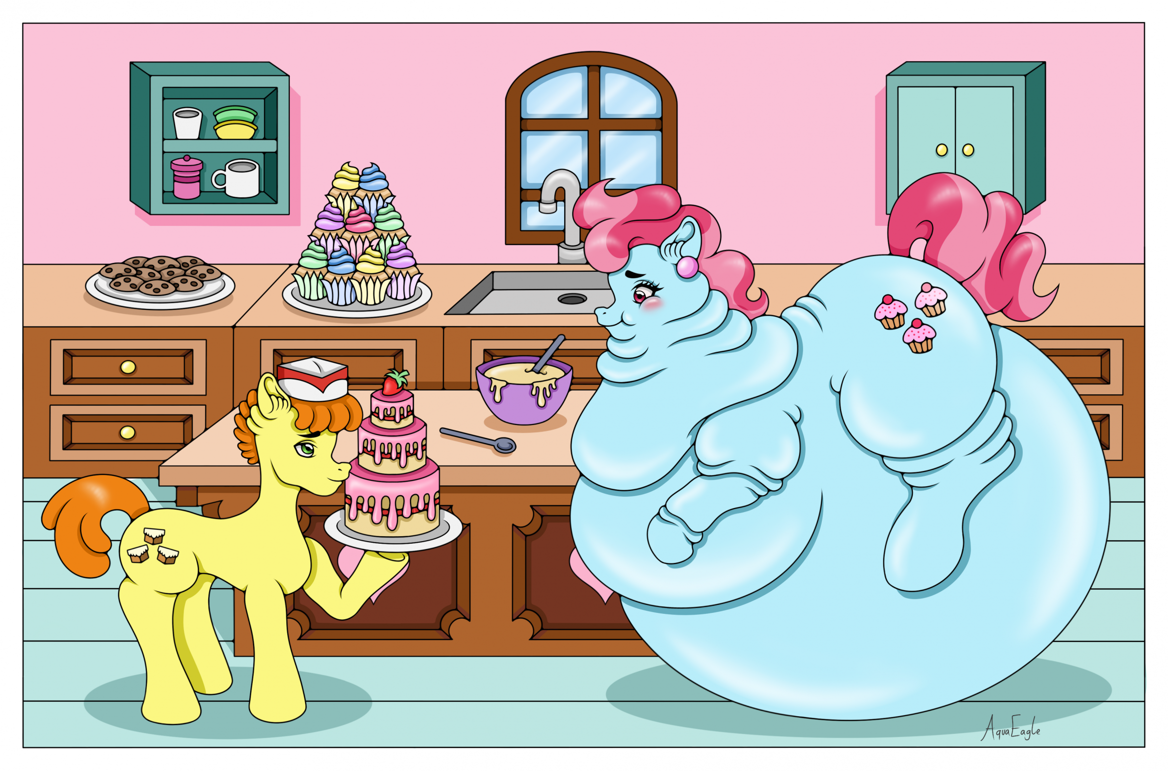 Mr Cake and Mrs Cake Fat Inflation by AquaEagle -- Fur Affinity [dot] net