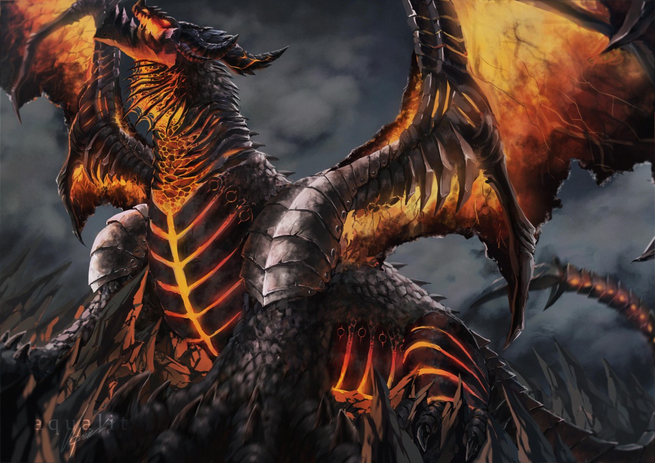 Black and red dragon illustration, dragon, Deathwing, sword, World of  Warcraft HD wallpaper | Wallpaper Flare