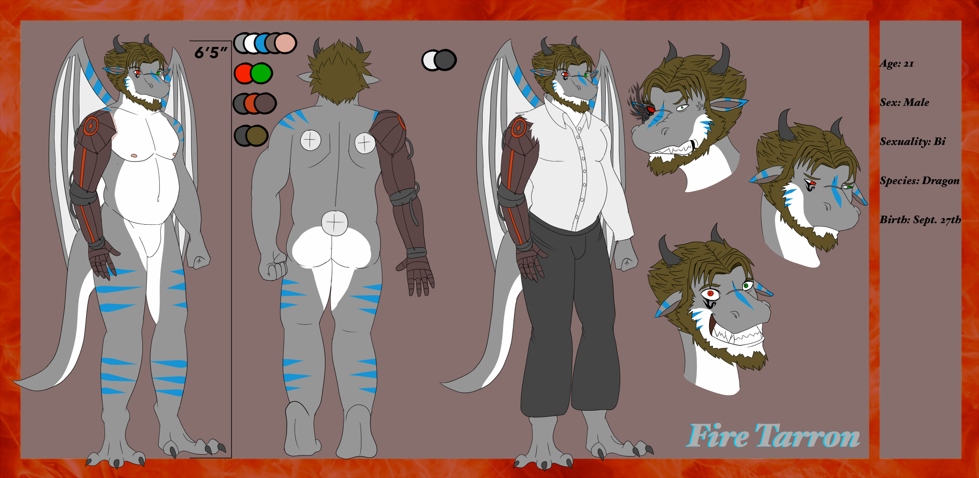 Fire Tarron Ref Sheet by ArashiTheWolf -- Fur Affinity [dot] net