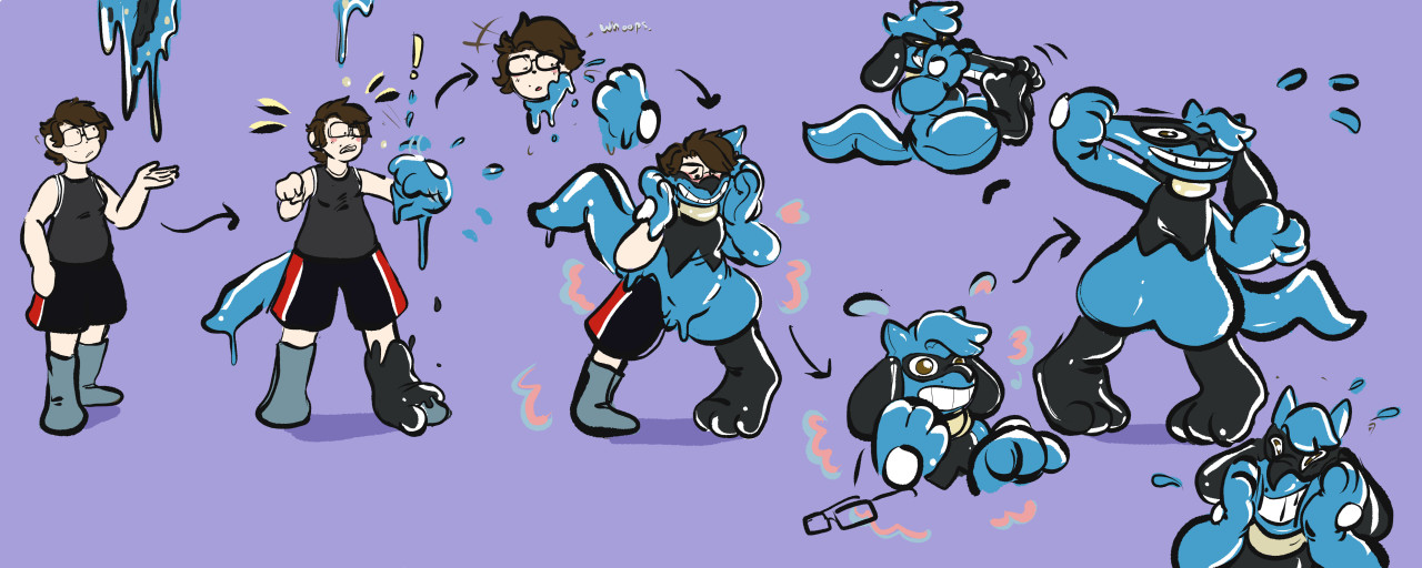 Commission Riolu Rubber Stretch Tf 1 2 By Archermouse Fur Affinity Dot Net