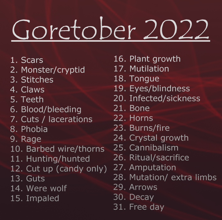 Goretober 2022 List by ArchivistKayl Fur Affinity [dot] net